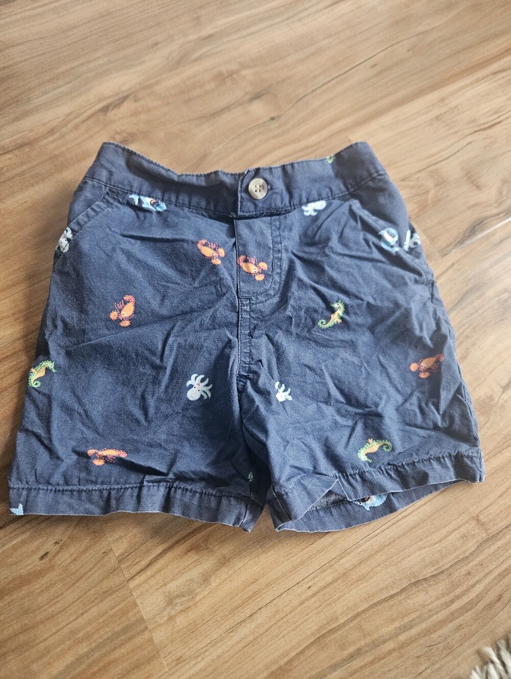 greendog Navy Embroidered Sea-Creature Kids Shorts 2t